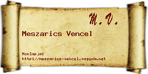 Meszarics Vencel névjegykártya